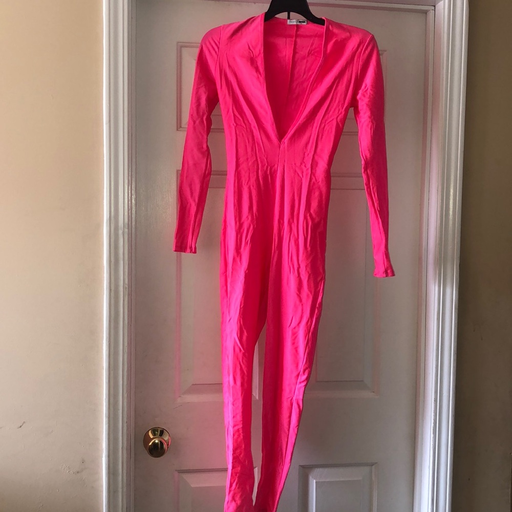 Pink one piece long sleeve pants outfit